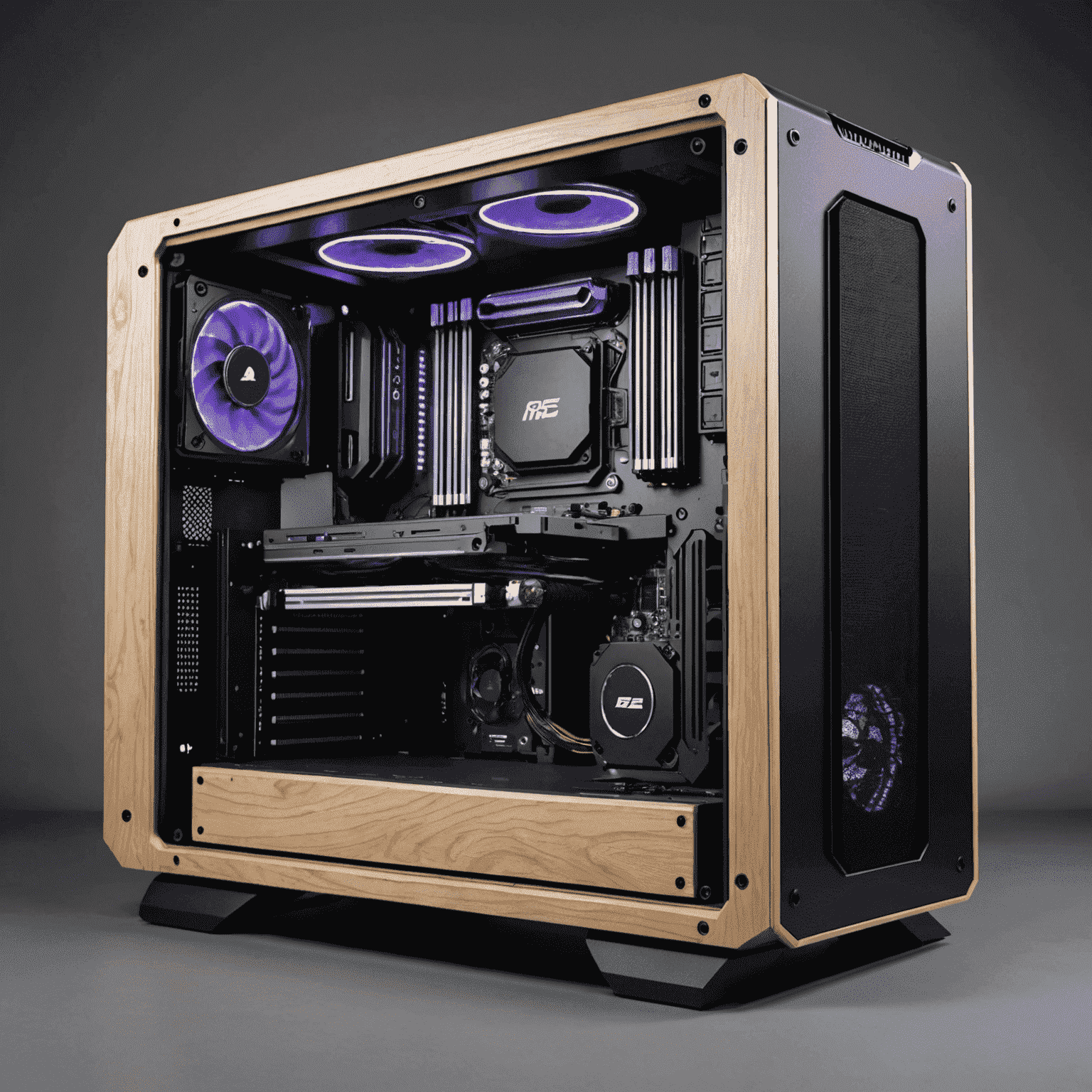 A custom-built gaming PC with high-end components